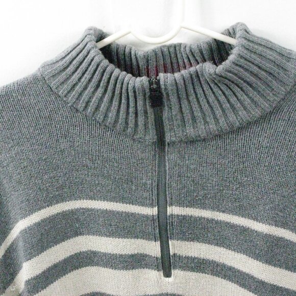 Eddie Bauer Gray/Cream Men's Partial Zip Front Sweater Size TXL - Picture 2 of 6